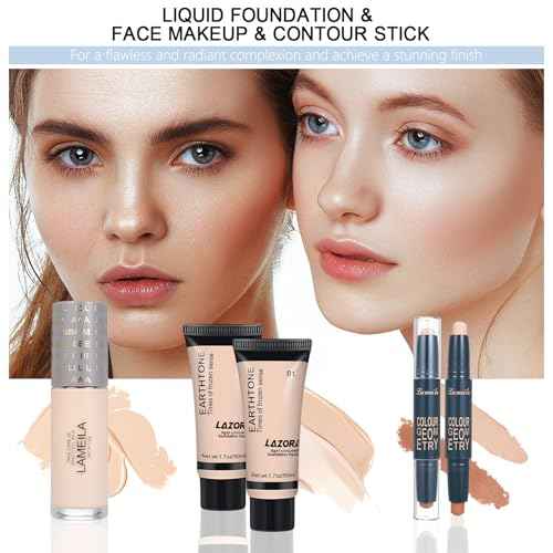 Makeup Kit Makeup Kits for Women Full Kit Makeup Sets for Teenagers Eyeshadow Lip Gloss Foundation Cosmetic Brushes Cosmetic Bag Makeup Gift Set for Women Teen Girls (20Middle)