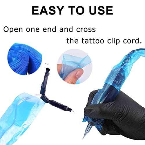 Tattoo Clip Cord Covers with Tattoo Grip Tape - 125pcs Plastic Tattoo Clip Cord Sleeves with 6pcsTattoo Grip Tape Bandage Rolls for Makeup Supplies
