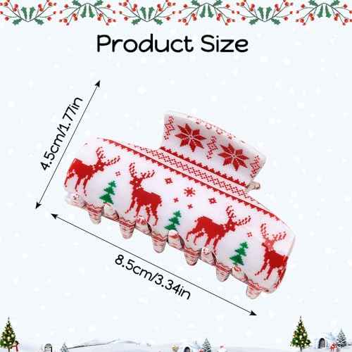 Christmas Hair Clips for Women and Girls Hair Accessories Green Christmas Tree Red Elk Snowflake Design Hair Clips Toddler Girls Cute Claw Clips for Thick Thin Hair Decor 1PCS