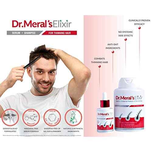 Dr. Meral's Elixir - Essential Hair Growth Products Kit: Minoxidil Free Thinning Hair Serum with Saw Palmetto & Sodium Lauryl Sulfate Free Shampoo for Hair Loss - DHT Blocker, Stimulates Hair Regrowth