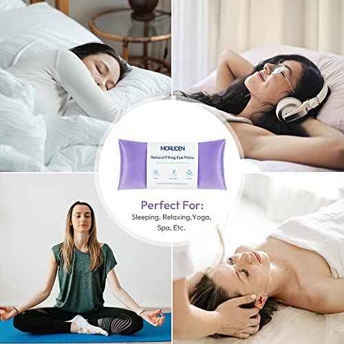 Lavender Eye Pillows for Relaxation, Yoga Eye Pillow for Meditation, Microwavable Weighted Eye Pillow for Yoga, Moist Heat & Cold Eye Compress with Aromatherapy (Light Purple) - 2 Pack