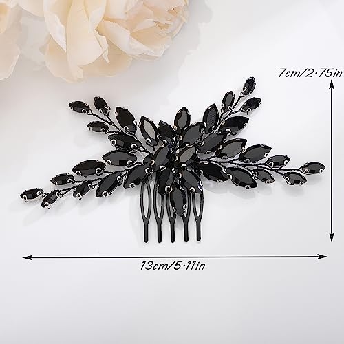 Teyglen Crystal Bride Wedding Hair Comb Hair Accessories With Rhinestone Bridal Crystal Hair Side Comb Handmade Red Blue Green Black Rhinestone Hair Pieces Vintage Headpieces for Women Girls (Purple)