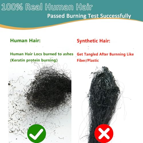 Viovian 0.6cm Human Dreadlock Extensions 12 Inch 30 Strands Real Dreads Human Hair Loc Natural Dread for Men Color 1b/30