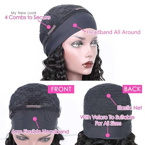 Smoothair Headband Wig Human Hair Kinky Curly Headband Wigs for Black Women Human Hair Wigs Glueless 20 Inch None Lace Front Wigs 150% Density (No Mixed)