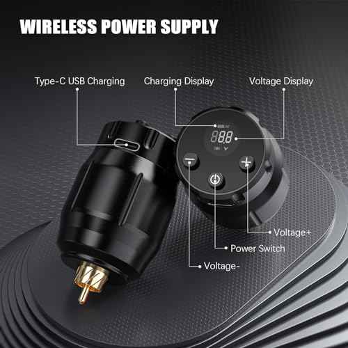 Wireless Tattoo Power Supply Rechargeable Cordless Tattoo Battery Pack 1500mAh RCA Connector LED Digital Display for Rotary Tattoo Pen Machine