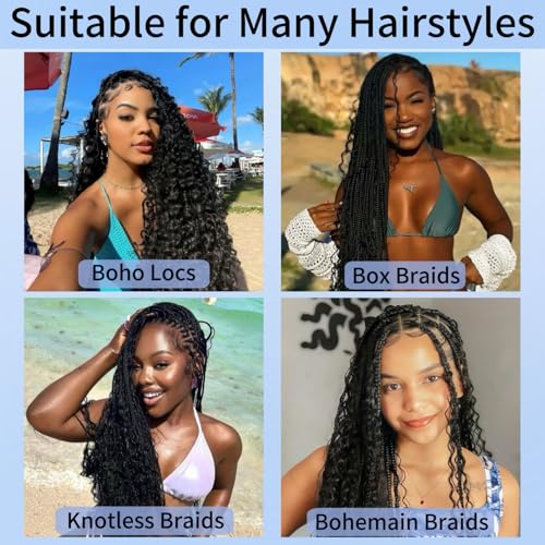 Human Braiding Hair for Boho Braids 26inch 100% human hair Water Wave Bulk Braiding Knotless No Weft Curly Bundles Human Hair Wet and Wavy Micro Hair Extensions Bulk 2 Bundles 100g hair Natural Color