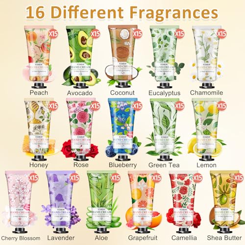 240 Pack Hand Cream Set for Women, Christmas Gifts, Bridesmaid Gifts, Birthday Gifts, Small Gifts and Stocking Stuffers for Guests, Bulk Moisturizing Hand Lotion Travel Size for Dry Cracked Hands