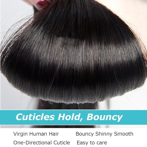 Straight Human Hair Bundles for Black Women 32Inch 13A Grade 100% Unprocessed Straight Bundles Human Hair Extensions Natural Black