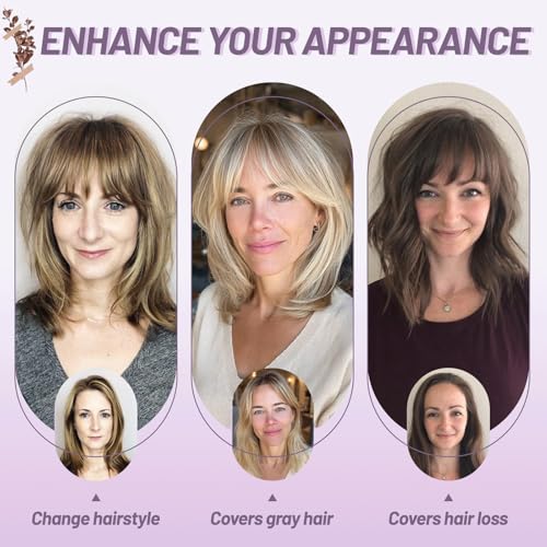 Hair Toppers for Women Real Human Hair Toppers with Bangs 4.5 * 3 Inch Upgrade Swiss Lace Base Human Toppers for Women with Thinning for Cover Gray Hair Roots£¨Dark Brown£©