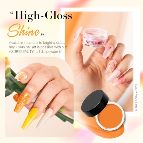 AZUREBEAUTY Dip Powder Nail Kit with Electric Nail Drill 24 Colors Summer Bright Neon Yellow Orange Starter Kit with Dip Liquids Base Top Coat Activator Portable Manicure French Nail Art Essential Set
