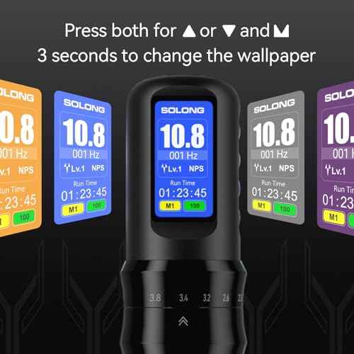 Tattoo Gun,Solong Complete Tattoo Kit with Powerful Battery, 7 Stroke Lengths, Cartridge Needles and Color Wallpaper Guide Wireless Tattoo Gun Kit for Beginners SL-TKE200A-1-USA