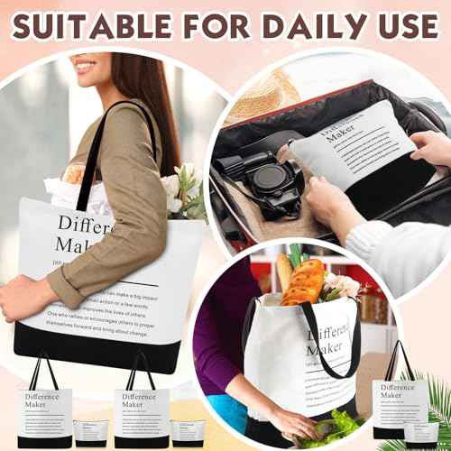 Paterr 24 Pcs Difference Maker Appreciation Gifts Bulk for Women 12 Difference Maker Tote Bag for Christmas Staff Team 12 Makeup Bags for Leader Mentor Manager Medical Assistant Week Gifts for Women