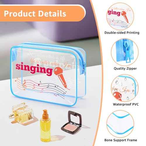 Music Makeup Bag Gifts Music Lovers Gift Transparent Cosmetic Bag Singing Travel Clear Toiletry Bag Music Party Favors Birthday Gifts For Music Teacher Student Musicians