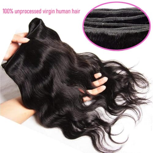 CHEEON Body Wave Bundles Human Hair 18 20 22 Inch Human Hair Bundles 12A Grade Unprocessed Brazilian Virgin Hair Extensions 3 Bundles Deal Natural Black
