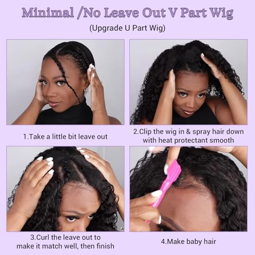 Body Wave V Part Wig Human Hair Glueless Clip In 100% Real Human Hair V-part Wigs No Glue No Sew In Upgrade U Part Wig For Beginners Friendly 200% Density 16 Inch