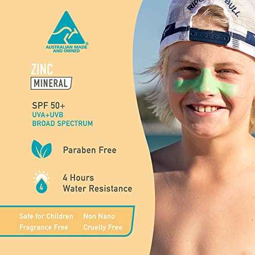 Sun Zapper Zinc Stick Mineral Sunscreen (Light Skin Tone, Pink, Blue, Green, Yellow) SPF 50+ Water Resistant for Face & Body, Adults, Kids, 8-Pack Broad Spectrum Sun Block, Made in Australia