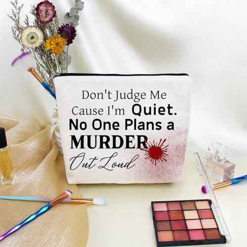 Don't Judge Me Makeup Bag Canvas Organizer Bag Toiletry Zipper Pouch Alarming Slogan Cosmetic Bag Chic Funny Halloween Birthday Present for Women Friends