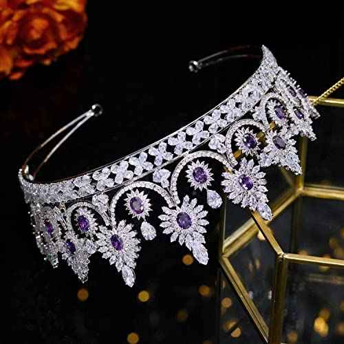 Aoligrace Luxury 5A Level Cubic Zirconia Bridal Tiaras for Wedding Quinceanera CZ Crowns Pageant Headpiece Hair Accessories