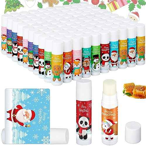 Dunzy 100 Pack Hello Fall Thanksgiving Party Gifts Bulk Lip Balms Favors Employee Appreciation Gifts Thank You Gifts Team Inspirational Gifts for Women Men Coworkers Satff Teachers(Santa)
