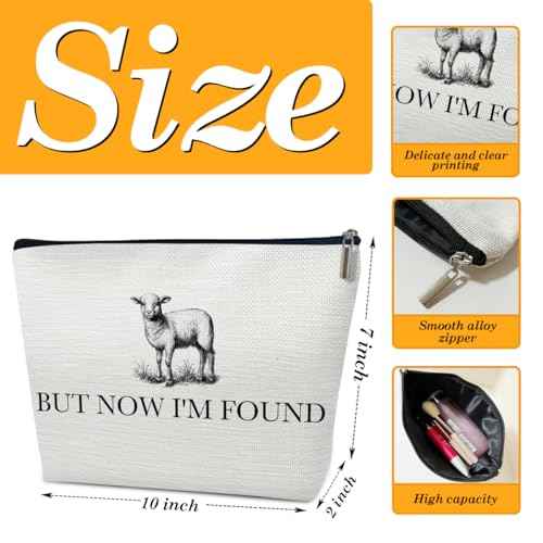 Christian Gifts Makeup Bag, But Now I'm Found Cosmetic Bag for Purse, Inspirational Religious, Birthday, Christmas, Faith Based Gifts for Women Sister Besties