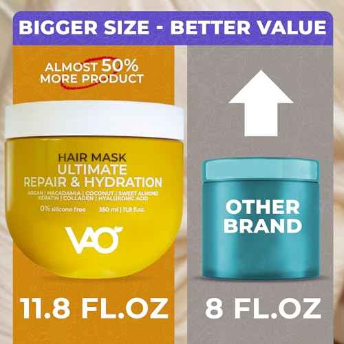VAO Deep Conditioning Hair Mask for Damaged Hair ? Intensive Hydrating Hair Treatment with Argan Oil, Shea Butter, Keratin, Hyaluronic Acid ? Deep Conditioner for All Hair Types ? 11.8 Fl Oz