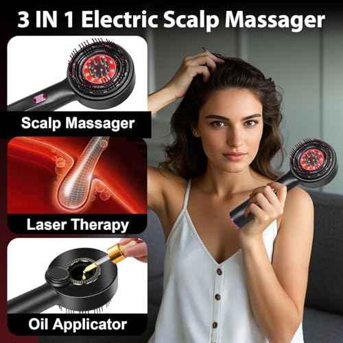 Laser Therapy Hair Growth Comb, 3 in 1 Hair Oil Applicator for Hair Care, 360¡Æ Electric Scalp Massager, Stimulates Hair Regrowth for Men & Women, IPX7 Waterproof