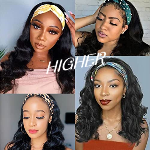 higher Body Wave Headband Human Hair Wig 22 Inch Glueless None Lace Front Wig Brazilian Virgin Hair Wear and Go Wigs for Black Women 150% Density Wigs Natural Color