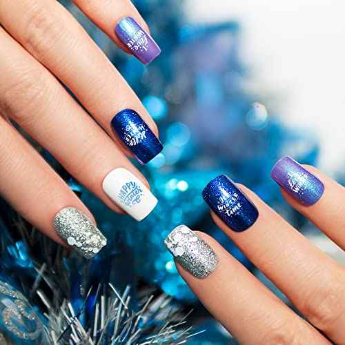 Whaline 6 Pieces Winter Nail Art Stamping Plates Kit Snowman Snowflake Pine Tree Sweater Image Stamp Templates Hello Winter Nail Art Plates for Winter Xmas DIY Print Manicure Salon Design Gift