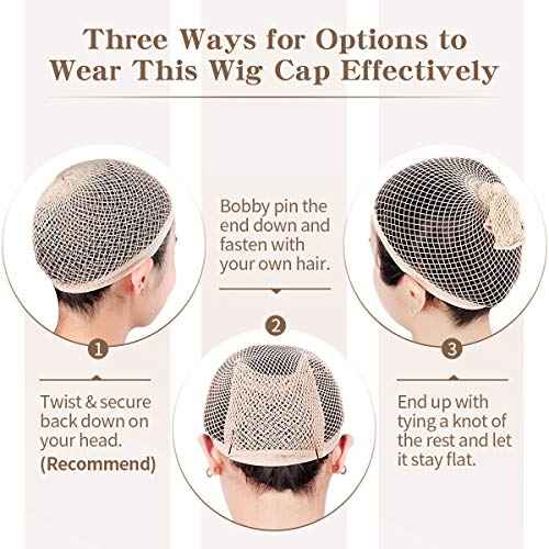 Dreamlover Fishnet Wig Cap for Women with Long Hair, Hair Net for Wig, Natural Nude, 3 Pieces