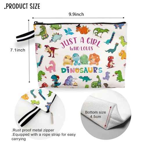 Dinosaur Makeup Bag for Girls,Just A Girl Who Loves Dinosaurs, Cute Dinosaurs Decor Cosmetic Gifts, Dinosaur Lovers Gift zipper Pouch bag6JM240