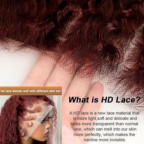 13x6 Bob Wig Human Hair Reddish Brown Water Wave HD Lace Front Wigs Human Hair Pre Plucked 180% Density Glueless Frontal Wigs Human Hair Bleached Knots Color #35 Short Curly Bob Wigs for Women 12 Inch