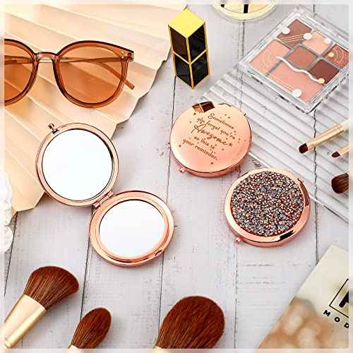 Roowest 20 Pcs Inspirational Compact Mirror You're Awesome Reminder Appreciation Gifts for Women Employee Coworker Friends Sisterhood Bulk Christmas Party Favors Magnifying Pocket Mirror (Rose Gold)