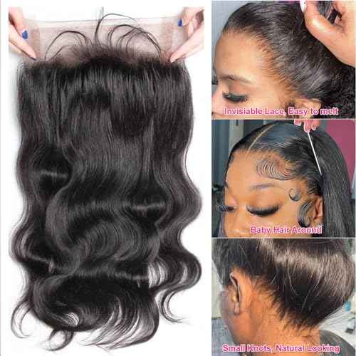 360 Lace Front Wigs Human Hair Pre Plucked Transparent Lace Frontal Wigs for Black Women 360 Hd Full Lace Human Hair Wigs 150% Density Natural Black 12 Inch