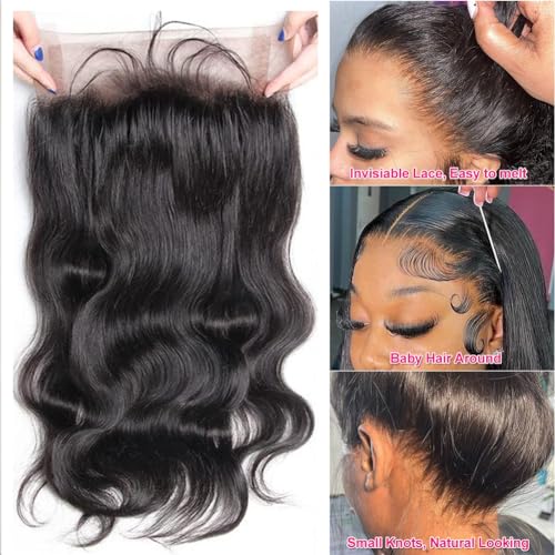 360 Body Wave Full Lace Front Wigs Human Hair Pre Plucked With Baby Hair 200 Density 360 HD Transparent Lace Front Wigs For Black Women Natural Color 16 inch