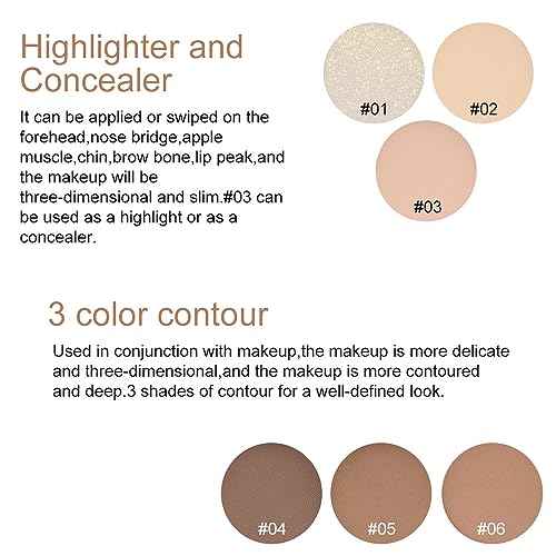 evpct 6 Colors Face Contour and Highlight Palette Face Contouring Makeup Kit for Beginners Contour Palette for Mature Skin powder Foundation Concealer Bronzer Powder Highlighter Makeup Palette