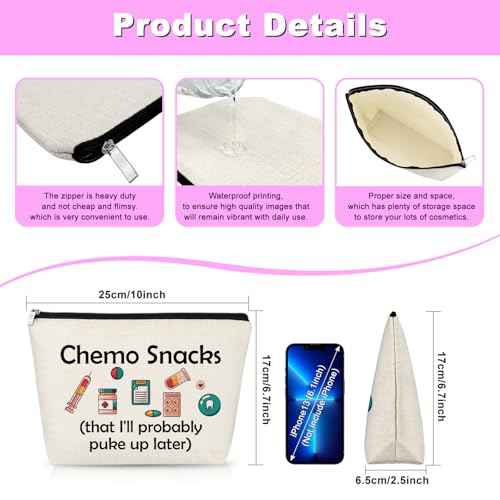 Chemo Snack Package for Women Chemotherapy Cancer Gift Chemo Nurse Gifts Makeup Bag Birthday Gift for Chemotherapy Patients Travel Pouch