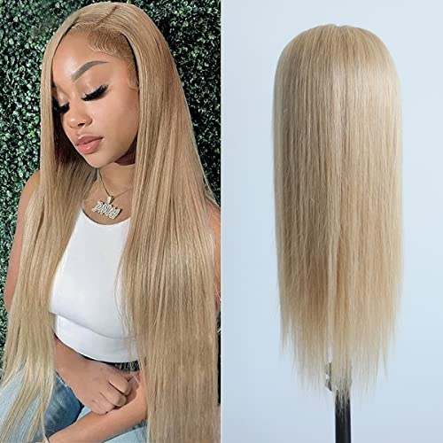 Pre-plucked #27 Honey Blonde 13X4 Lace Front Wigs Straight Glueless 150% Density Brazilian Virgin Human Hair (27 Frontal Wig, 10 INCH)