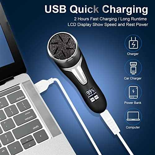 Electric Callus Remover for Feet with Vacuum, Professional Pedicure Tools Kit, Rechargeable Waterproof Foot File for Foot Care Deadskin Remover with 3Heads&2Speed,LCD Display
