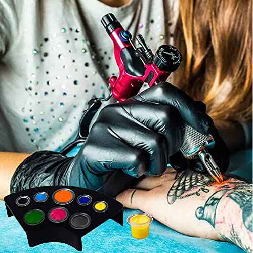 302PCS Tatoo Ink Caps with 300 Tatoo Ink Cups Mixed Size and 2 Ink Cap Holder for Tatoo Ink Tatoo Accessory Tatoo Supplies