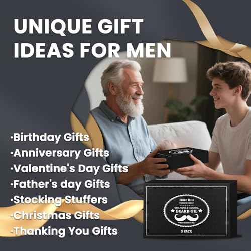 ISNER MILE Beard Oil Kit for Men Conditioner: Cedarwood Sandalwood Sage Orange Unscented, Mustaches Soften Moisturizing, Valentines Gifts for Him Husband, Fathers Birthday Gifts for Dad Men Boyfriend