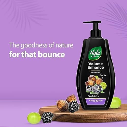 Nyle Naturals Volume Enhance Anti Hairfall Shampoo, With Reetha And Blackberry, Gentle and soft shampoo, PH balanced and Paraben free, 800ml