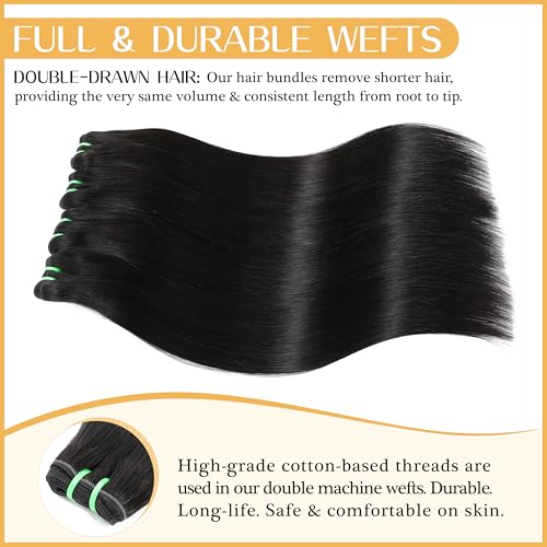 Raw Vietnamese Bundles Human Hair 16 Inch Straight Sew In Thick Bundles Unprocessed Raw Vietnamese 100% Real Virgin Human Hair Bundles Quick Weave Single Bundle for Black Women