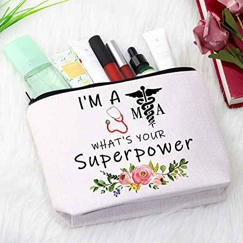 Ma Gift Medical Assistant Graduation Gift Med MA Inspiration Cosmetic Bag I'm A MA What's Your Superpower (I'm A MA Bag)