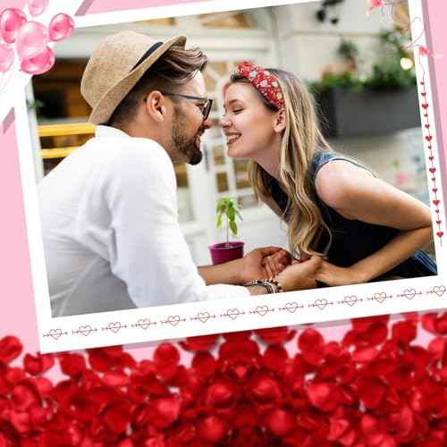 Valentine¡¯s Day Headbands for Women Pearl Rhinestone Hairband Knotted Heart Crystal Bejeweled Head Band Non Slip Wide Top Knot Headband Holiday Jeweled Hair Accessories Valentines Gifts (Red-Love)