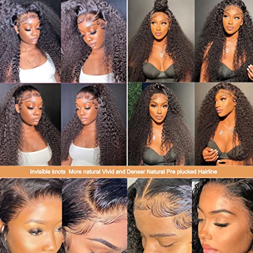13x6 Kinky Curly Lace Front Wigs for Women Afro Kinky Curly Glueless Human Hair Wigs 180% Density Pre Plucked With Baby Hair HD Transparent 14Inch Kinky Curly Wigs
