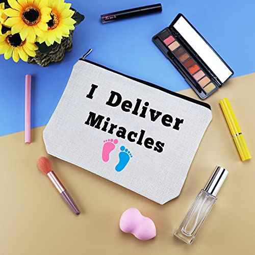 Mikela Midwife Gift Makeup Bag for Women Nurse Appreciation Doula OBGYN Doctor Cosmetic Thanksgiving Day Christmas Graduation Maternity Obstetrician Gynecologist Pouch