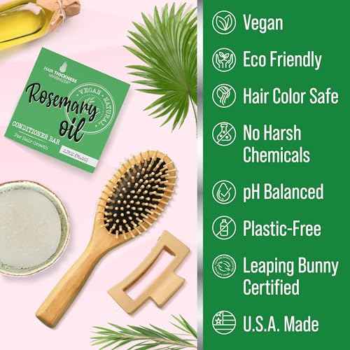 Rosemary Oil for Hair Growth Conditioner Bar. Eco Friendly, Vegan, Color Safe, pH Balanced. Solid Conditioner Bar Equal To 3 Liquid Bottles. Zero Plastic, USA Made, Strengthening & Dry Hair Relief