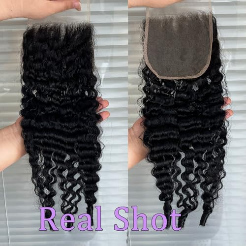 5x5 Burmese Curly Closure 100% Real Human Hair Water Wave 5x5 Transparent HD Lace Closure Natural Black 1B Color 22 Inch