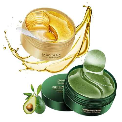 Avocado Golden Under Eye Mask Skincare 60 Pairs Set, Moisturizing Non-greasy Under Eye Patches for Women and Men, Travel Size Long Lasting Refreshing Eye Skin Care Gels Pads Gifts Set
