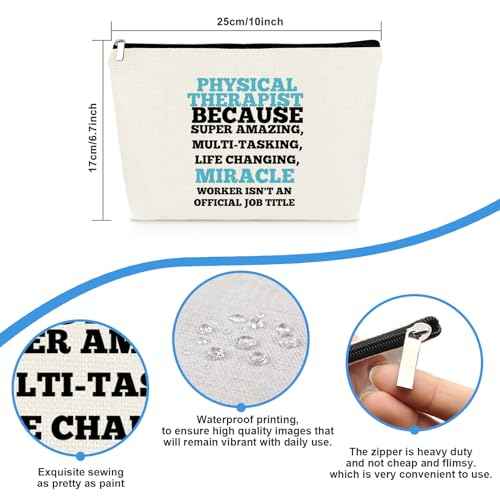 Physical Therapist Gift for Women Cosmetic Bag Physical Therapist Appreciation Gifts PT PTA Gift Physical Therapy Makeup Bag Thank You Gift for Physical Therapists Assistant Christmas Birthday Gift